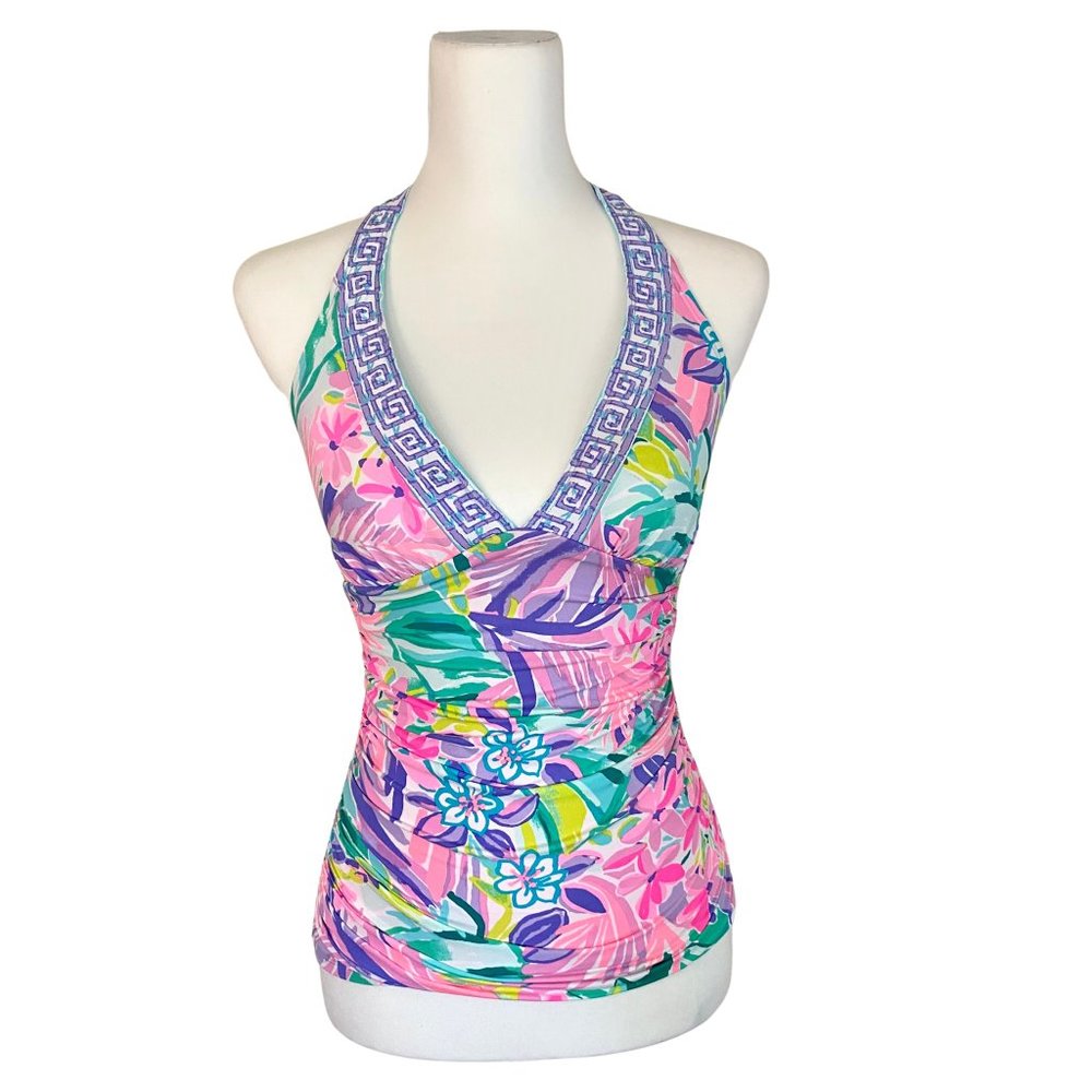 LILLY PULITZER Bliss Halter Tankini Top / HTF / It Was All A Dream / EUC